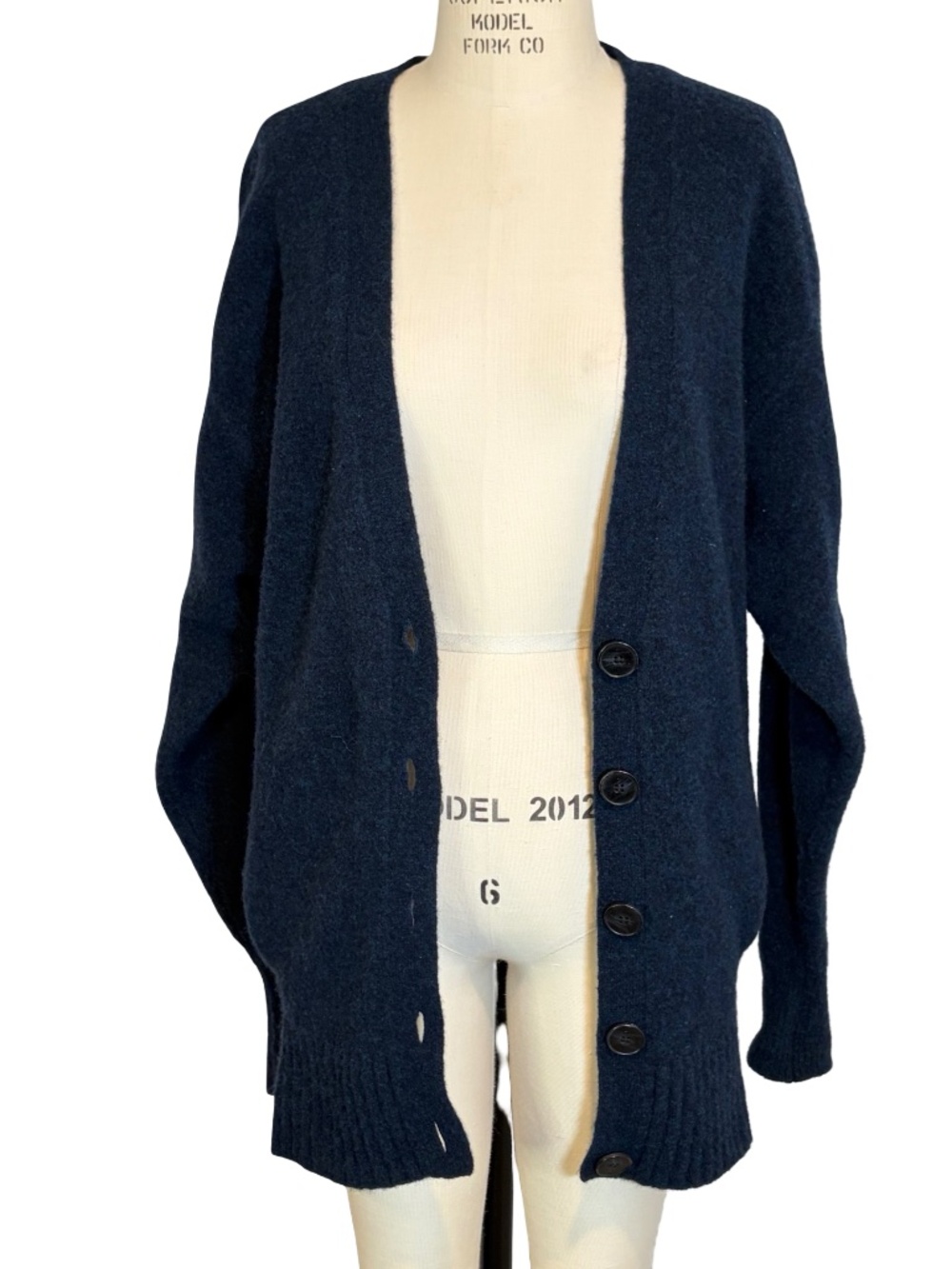T Alexander Wang Blue V-Neck Boyfriend Long Sweater Women's SMALL Oversized